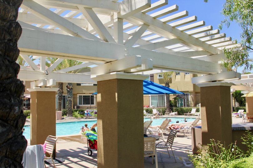 A classic view of the swimming pool facility at North Oaks Community, Murrieta, California