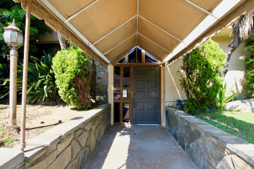 Front door and awning of 1020 Granville, Brentwood, CA
