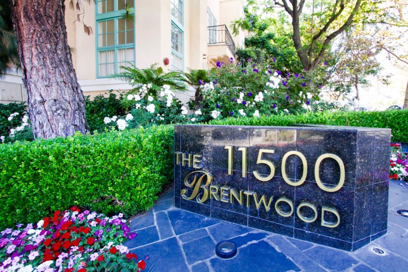 Made of granite tile the Brentwood Marquee stands at the entrance