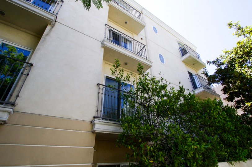 Trees cover a portion of the Westgate Place condos