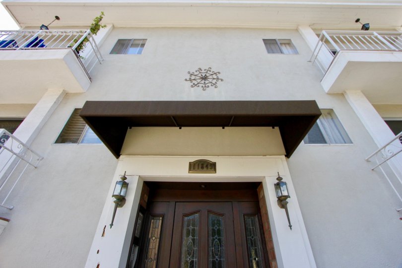 Large front entry and patios on a manor House in Brentwood, California.