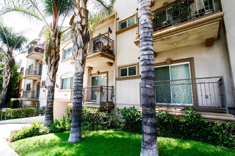 The balconies seen at the Burbank Village Condominiums