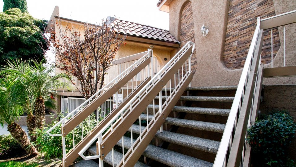 The stairs leading up to Scott Road Villas
