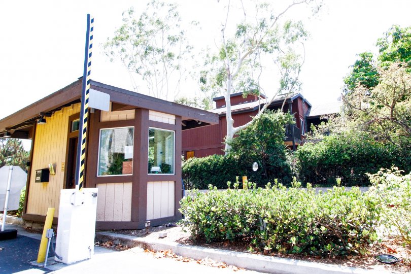 The security booth into Lakeside Village in Culver City
