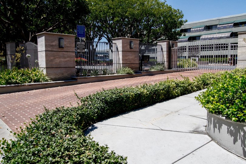 The walkway towards Bunker Hill Tower in Downtown LA
