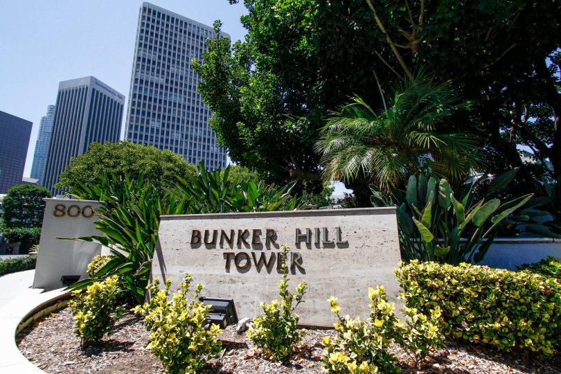 The sign welcoming you to Bunker Hill Tower