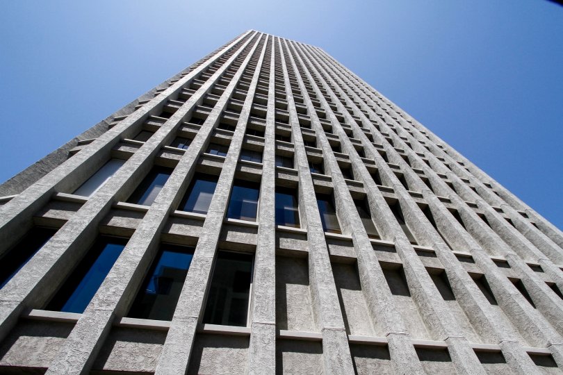 The view of Bunker Hill Tower from the street