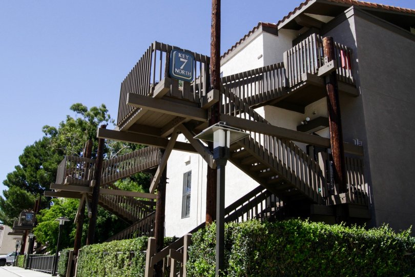 An Address marquee on the stairs leading to a condo at Marina Pacifica