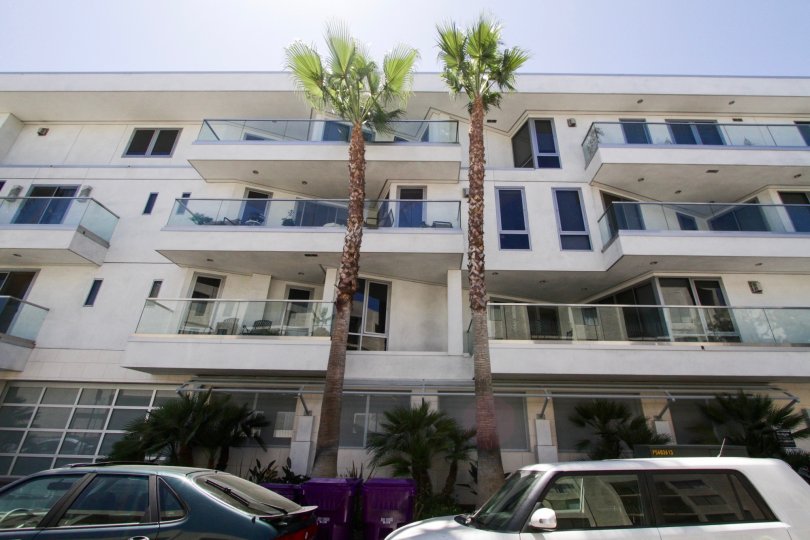 Balconies on each floor of The Oceanside condo building