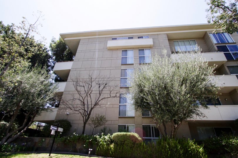 The landscaping around the Encino Park West building in Encino