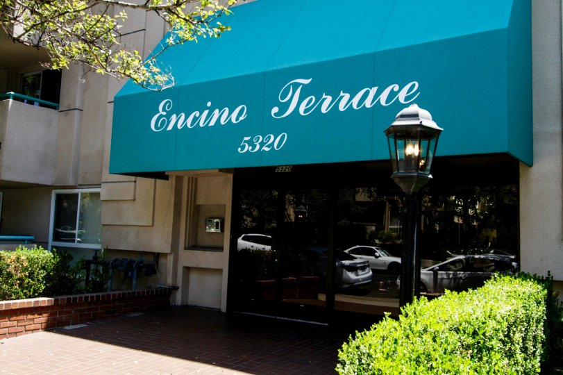 The shaded entrance into Encino Terrace in Encino