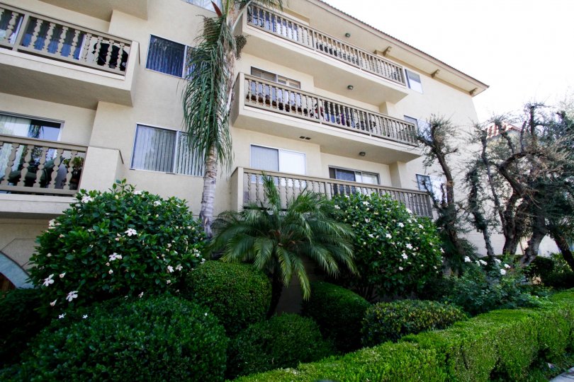 The private balconies located within the Ports of Call Condominiums in Encino