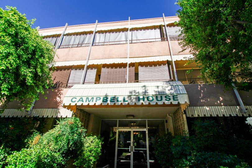 The name of the Campbell House at the entrance