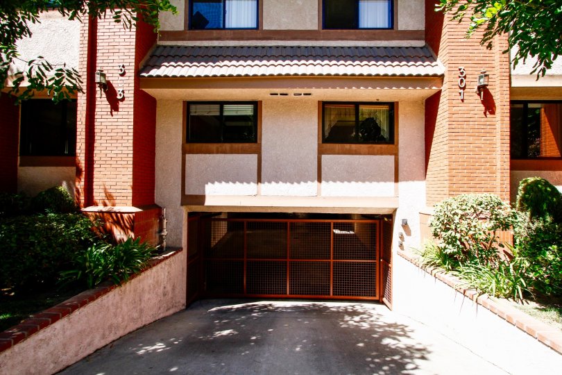 The gate into parking at Loraine Townhomes