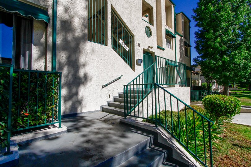 The stairs leading up to Louise Court