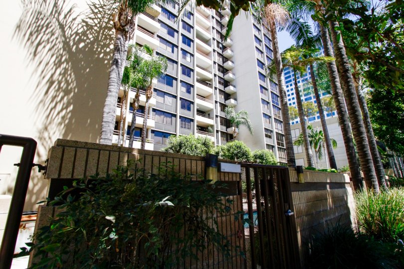 The landscaping seen around the Park Towers