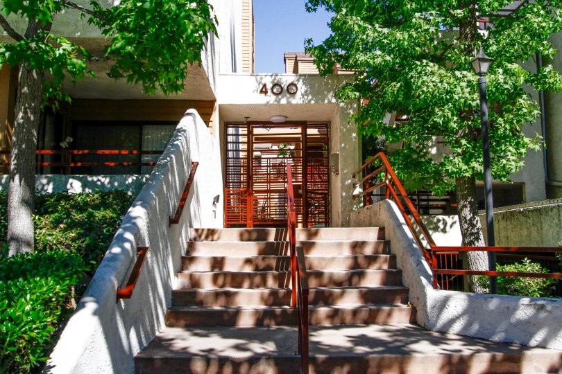 The stairs up to Woodbridge Townhomes