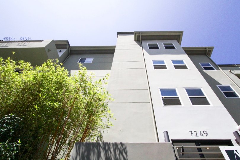Franklin Place is a multistory building with a stucco exterior