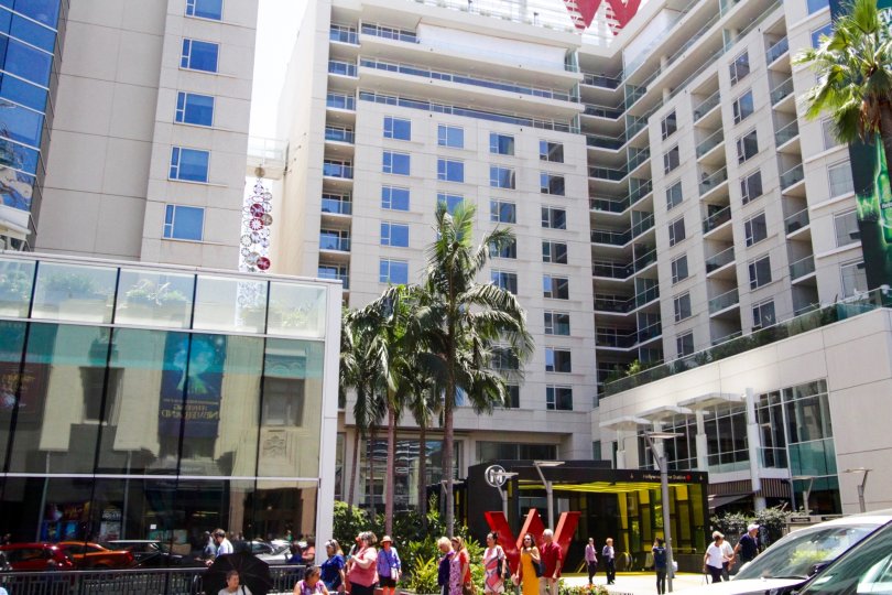 The W Hollywood Residences is a large L shaped multistory condo building