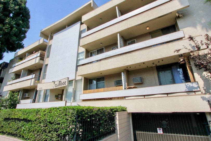 Outside view of The Claridge, including gardens and verandahs, in Koreatown