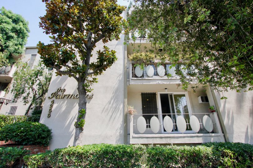 The beautiful tree is standing in front of the house in The Fairmount in koreatown.