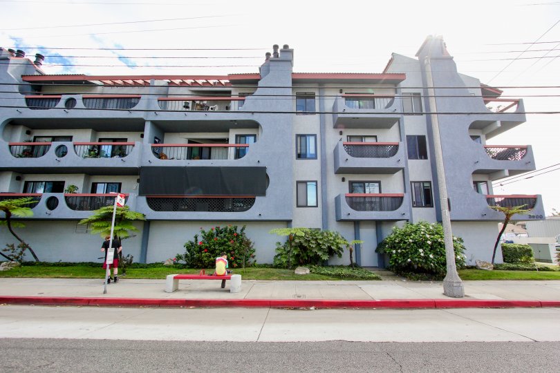 The side view of an apartment building in Loma Linda, Long Beach, California.