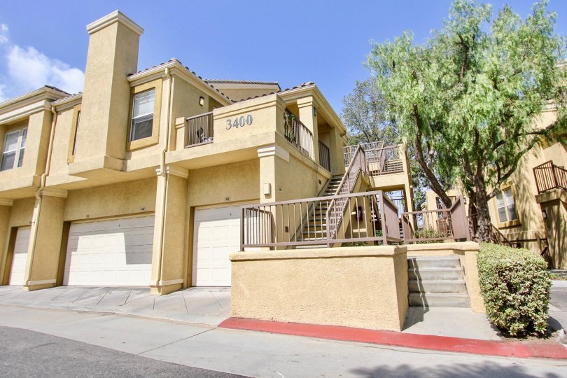 The stairs leading up to units in The Palms