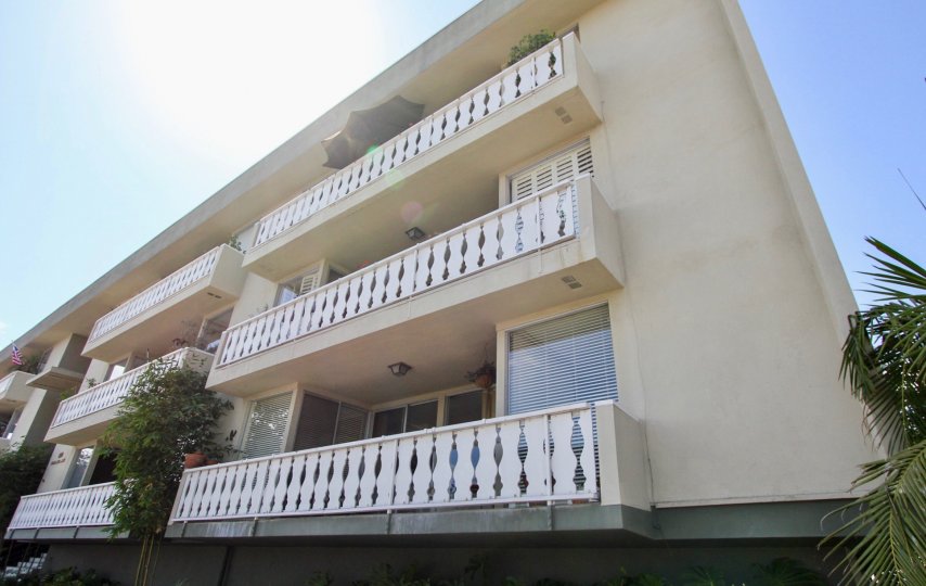 The balconies at Villa Di Napoli in Long Beach, California