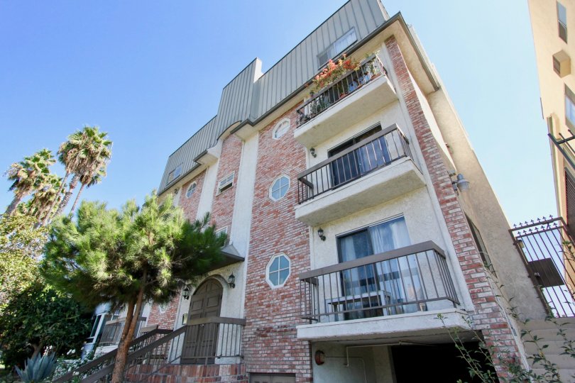 The balconies seen at Harvard Heights in Los Feliz, California
