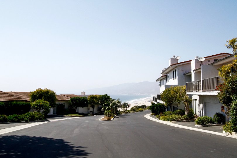 The drive into Zuma Bay Villas in CA California