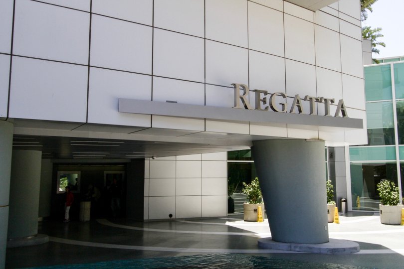 The entryway seen upon arriving at Regatta Seaside Residences