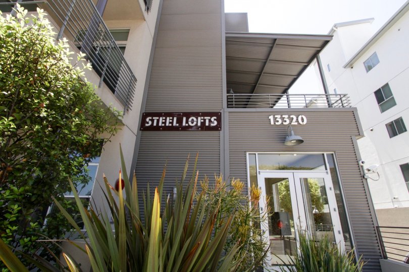 The entrance into Steel Lofts