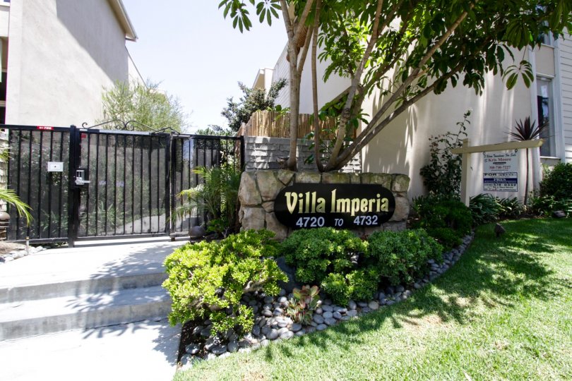 The welcoming sign into Villa Imperia in Marina Del Rey