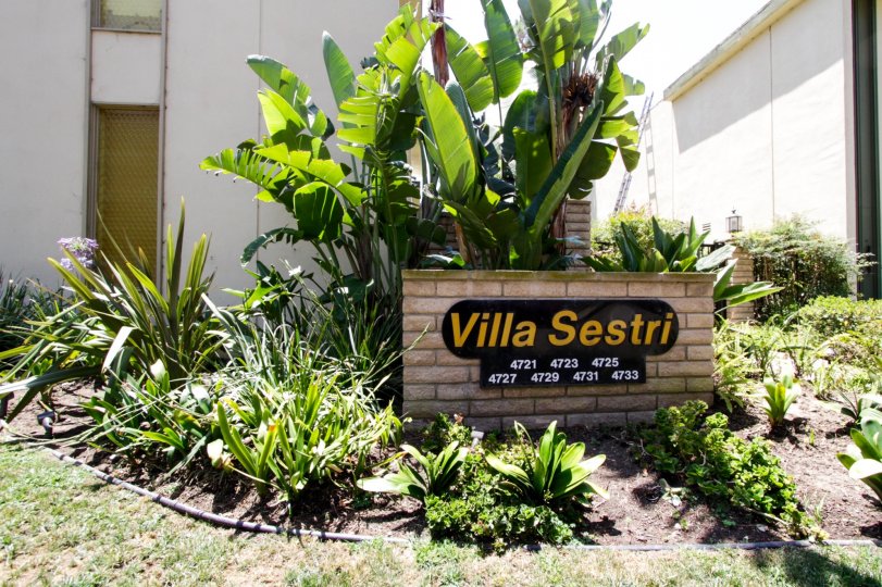 The welcoming sign into the Villa Sestri Sign in Marina Del Rey