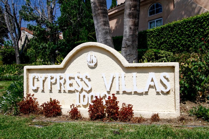 The sign welcoming you to Cypress Villas in Northridge CA