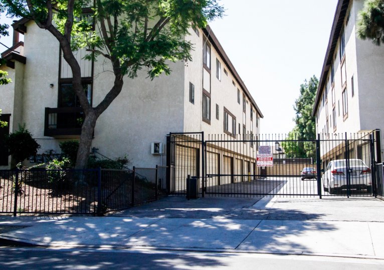 The gate into Woodman 36 for parking