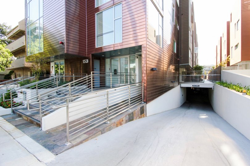 The ramp leading up to the entrance of 153 S Hudson Ave