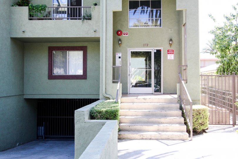 The stairs leading into Ashtabula Condominiums in Pasadena, California
