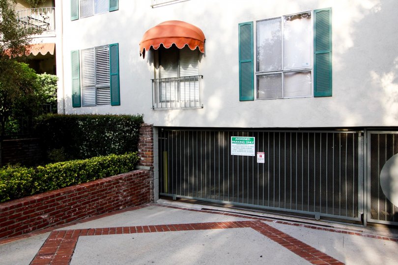 The parking for residents at the Olive Tree in Pasadena, California