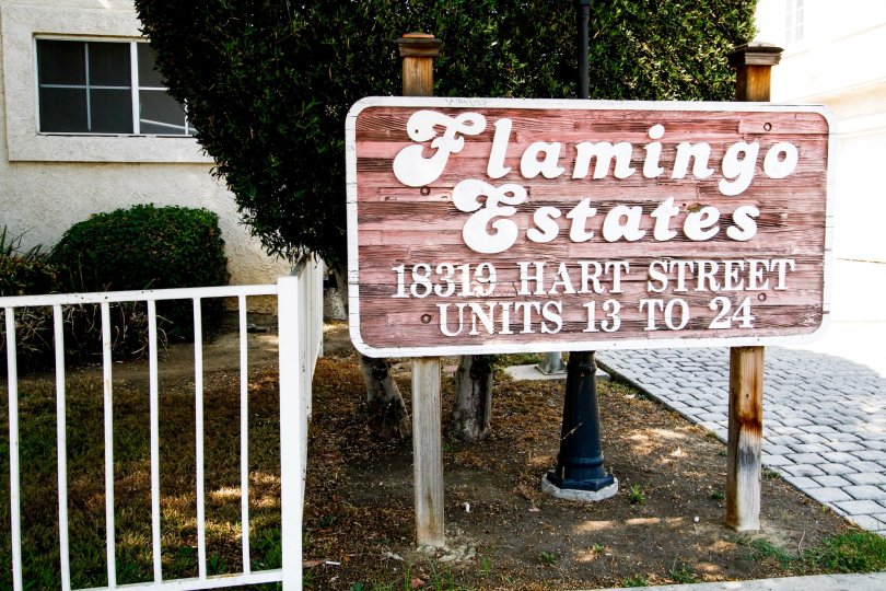 The sign announcing the Flamingo Estates in Reseda California