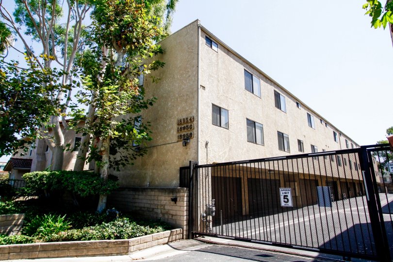 The gate into Sherman Plaza