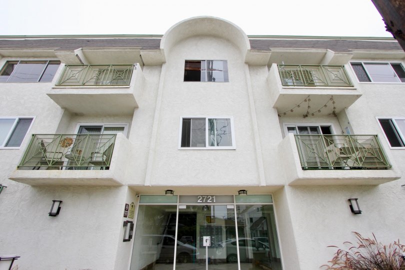 These great balconies look over the entrance of this 2nd street community
