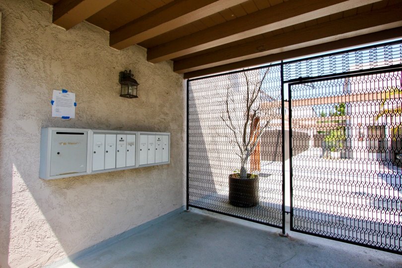 The security gate of Franklin & Colorado Townhouses and mailboxes