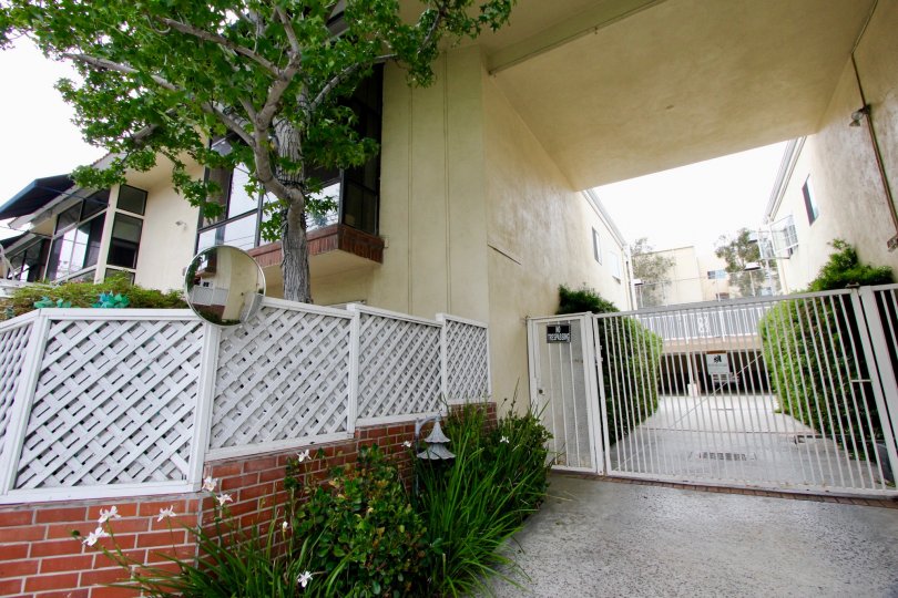 White metallic entry of a big building in santa monica