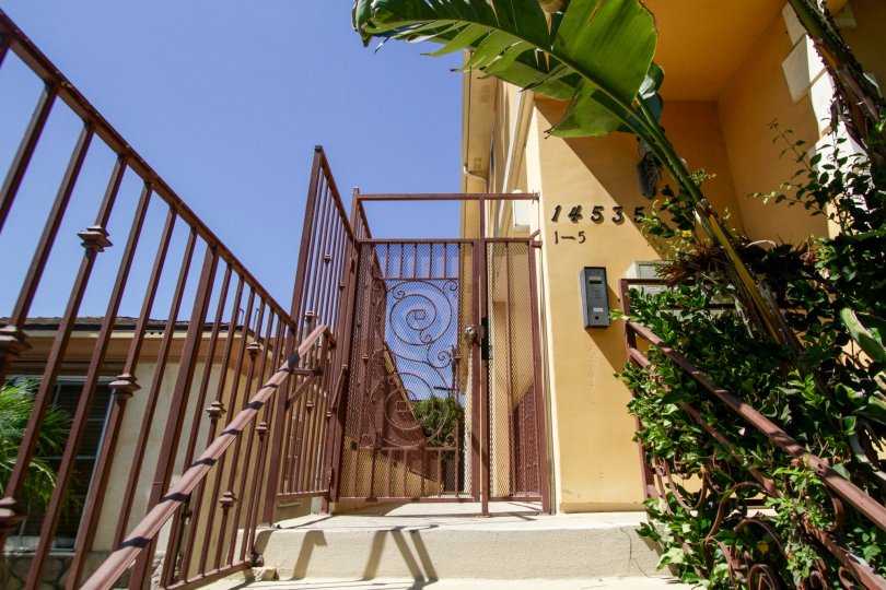The gate into 14535 Margate St in Sherman Oaks