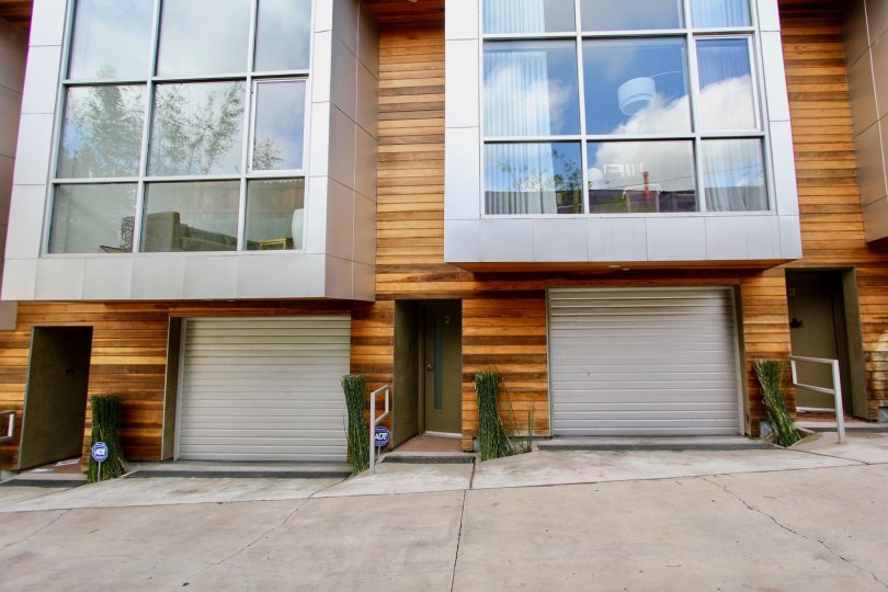 The sidewalk in front of Hyperion Lofts