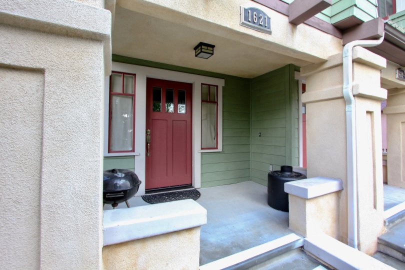 The red door into a Rockwood unit