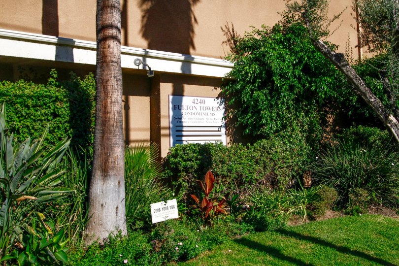 The landscaping around Fulton Towers