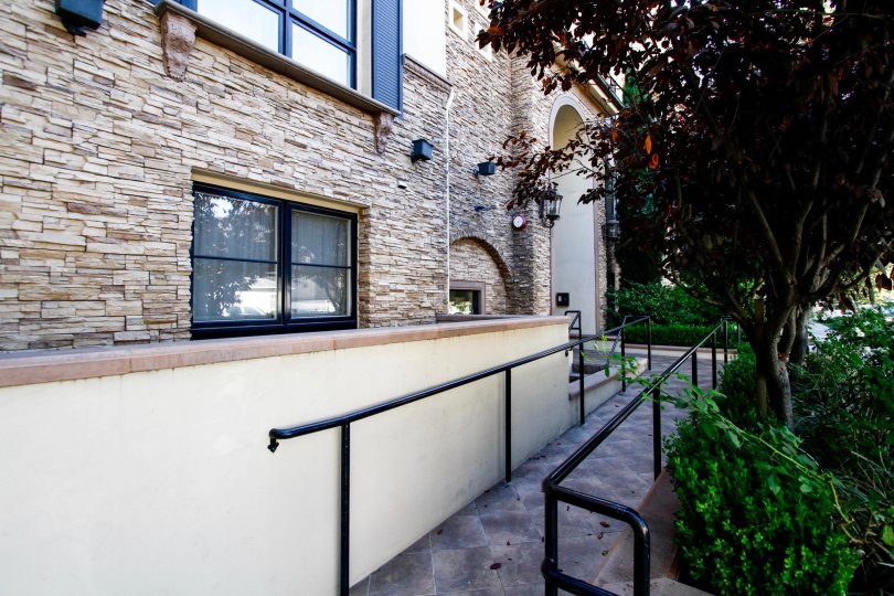 The sidewalk to the side of the Hoffman Grove