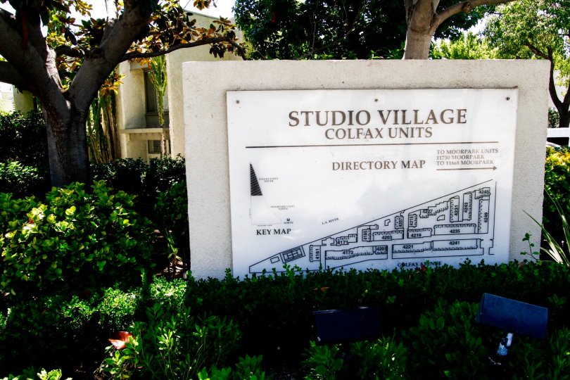 The map of unit locations within Studio Village